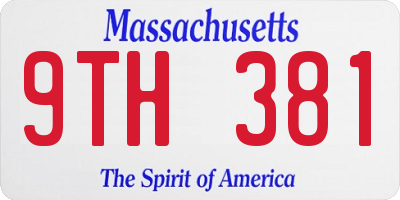 MA license plate 9TH381