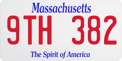 MA license plate 9TH382