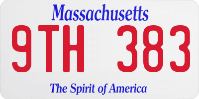 MA license plate 9TH383