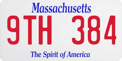 MA license plate 9TH384