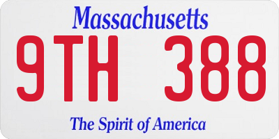 MA license plate 9TH388