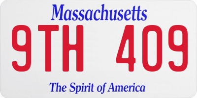 MA license plate 9TH409