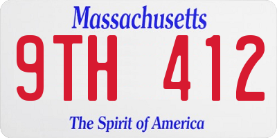 MA license plate 9TH412