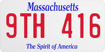MA license plate 9TH416