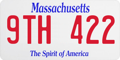 MA license plate 9TH422