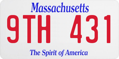 MA license plate 9TH431