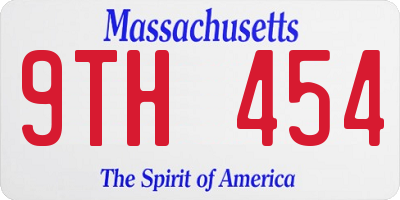 MA license plate 9TH454