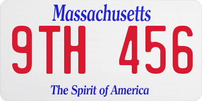 MA license plate 9TH456