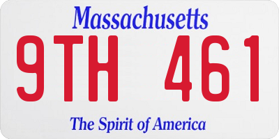MA license plate 9TH461