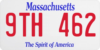 MA license plate 9TH462