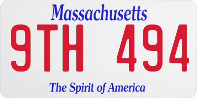 MA license plate 9TH494