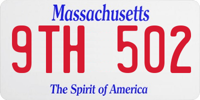 MA license plate 9TH502