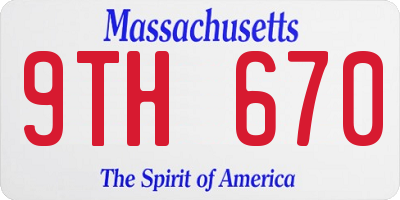 MA license plate 9TH670