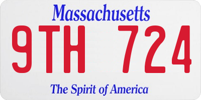 MA license plate 9TH724