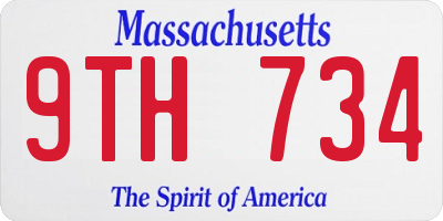MA license plate 9TH734