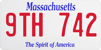 MA license plate 9TH742