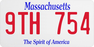 MA license plate 9TH754