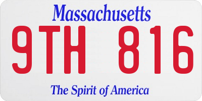 MA license plate 9TH816