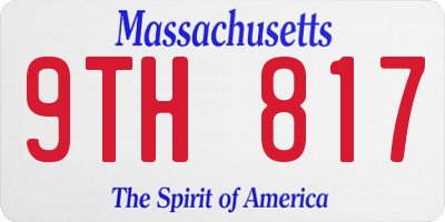 MA license plate 9TH817
