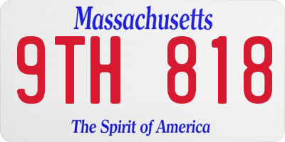 MA license plate 9TH818