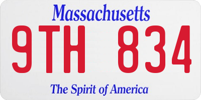 MA license plate 9TH834