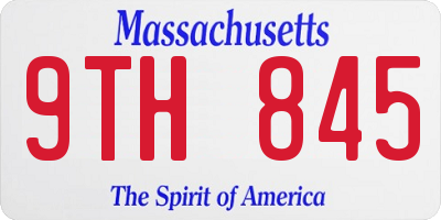 MA license plate 9TH845