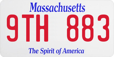 MA license plate 9TH883