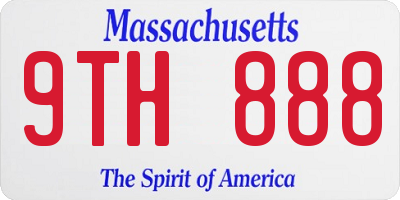 MA license plate 9TH888