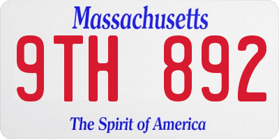 MA license plate 9TH892