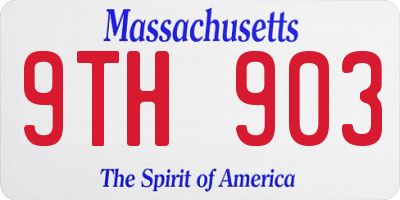 MA license plate 9TH903