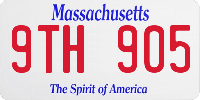 MA license plate 9TH905