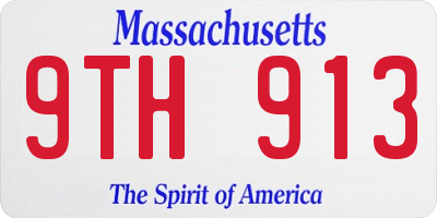 MA license plate 9TH913