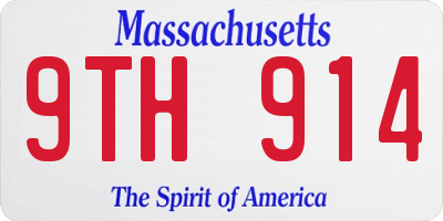 MA license plate 9TH914