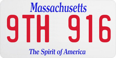 MA license plate 9TH916