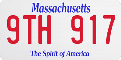 MA license plate 9TH917