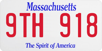 MA license plate 9TH918
