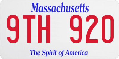 MA license plate 9TH920