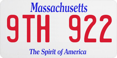 MA license plate 9TH922