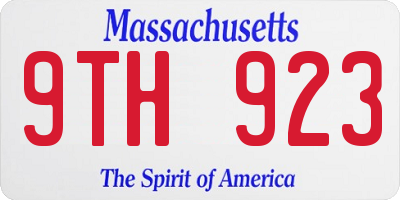 MA license plate 9TH923