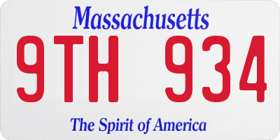 MA license plate 9TH934