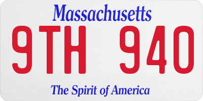 MA license plate 9TH940