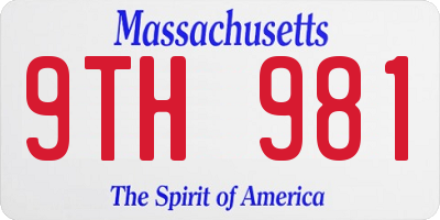 MA license plate 9TH981