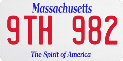 MA license plate 9TH982