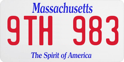 MA license plate 9TH983
