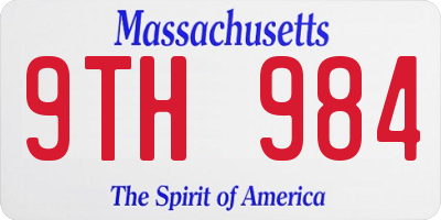MA license plate 9TH984