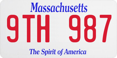 MA license plate 9TH987