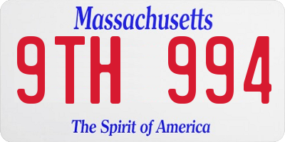 MA license plate 9TH994