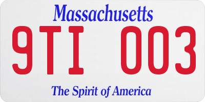 MA license plate 9TI003