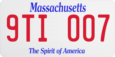 MA license plate 9TI007