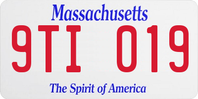 MA license plate 9TI019